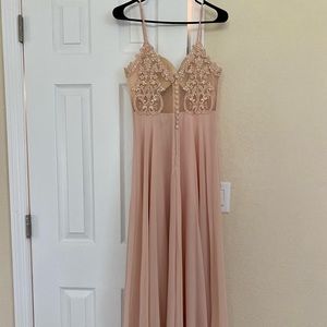 Romantic Ways Blush Pink Lace Button Back Maxi Dress